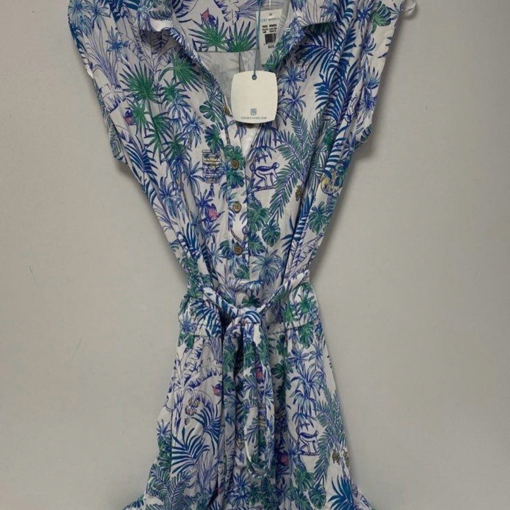 NWT Tori Richard Tropical Floral Button-Up Dress Sz Small